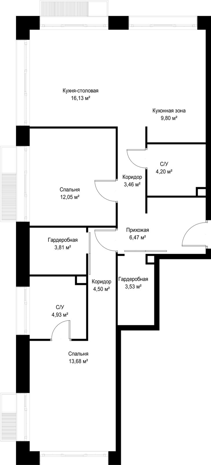 2-комнатная квартира, 82,6 м² — фото 2