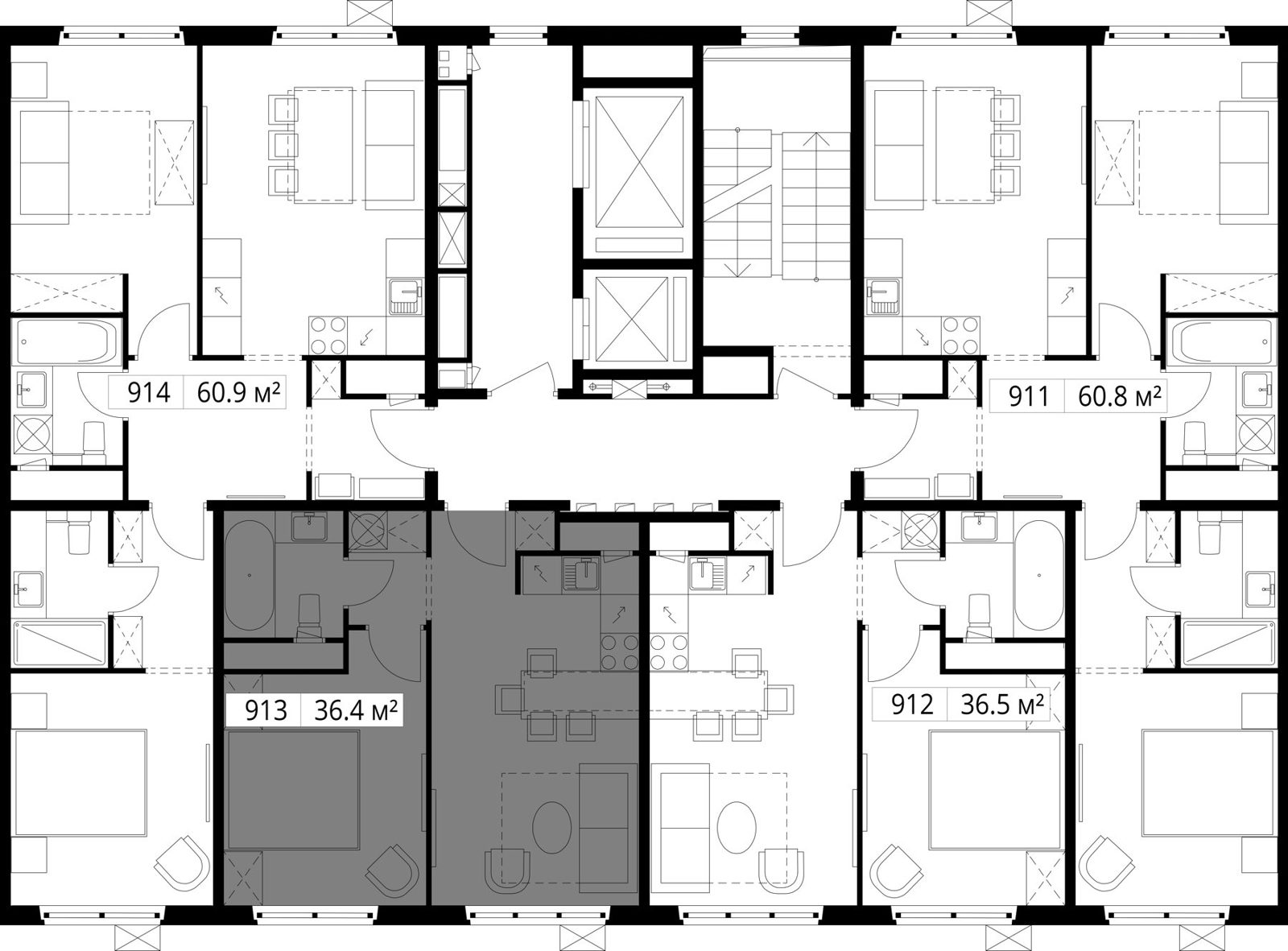 1-комнатная квартира, 36,4 м² — фото 2
