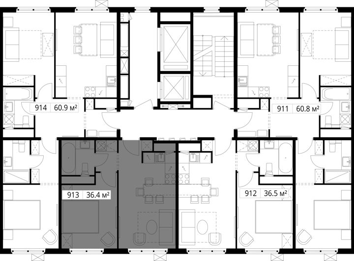 1-комнатная квартира, 36,4 м² — фото 2