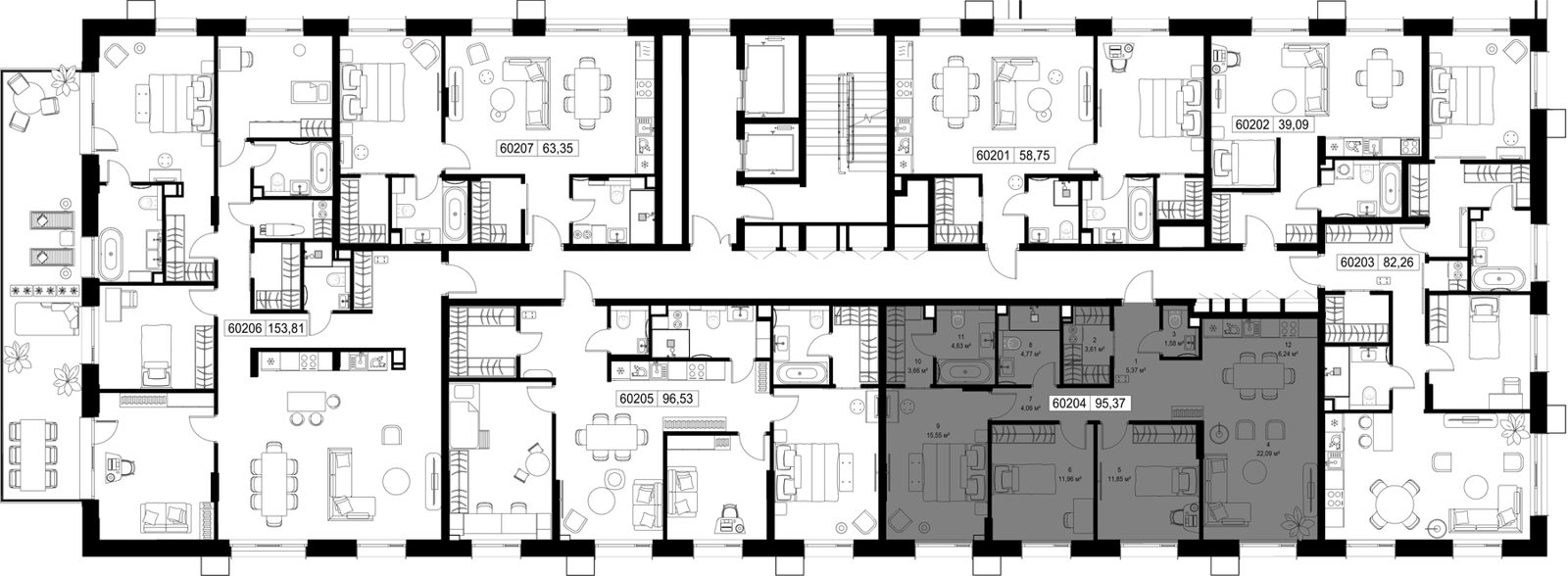 3-комнатная квартира, 95,4 м² — фото 2