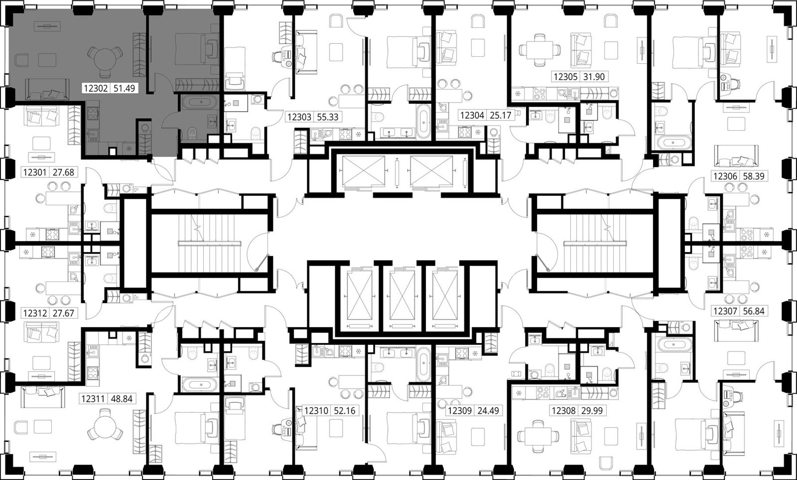 1-комнатная квартира, 51,5 м² — фото 2