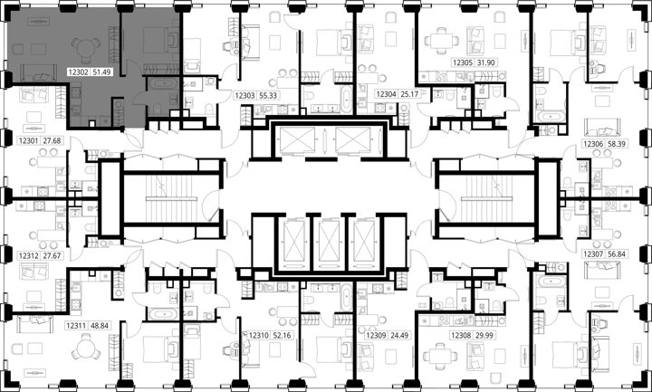 1-комнатная квартира, 51,5 м² — фото 2