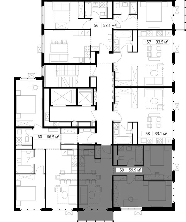 2-комнатная квартира, 59,9 м² — фото 2