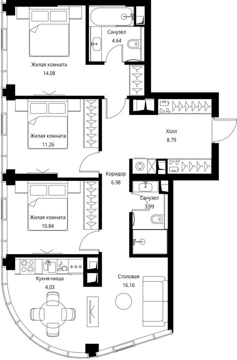 3-комнатная квартира, 80,8 м² — фото 1