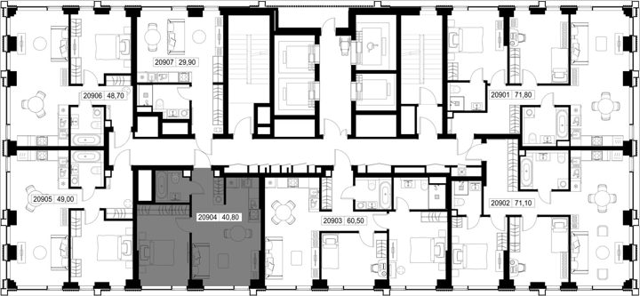 1-комнатная квартира, 40,8 м² — фото 2
