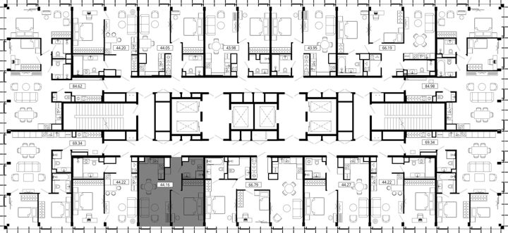 1-комнатная квартира, 44 м² — фото 2