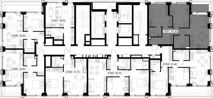2-комнатная квартира, 67,2 м² — фото 2