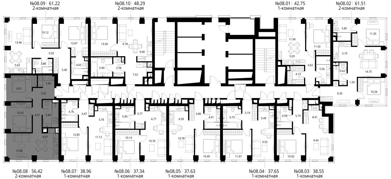 2-комнатная квартира, 56,4 м² — фото 2