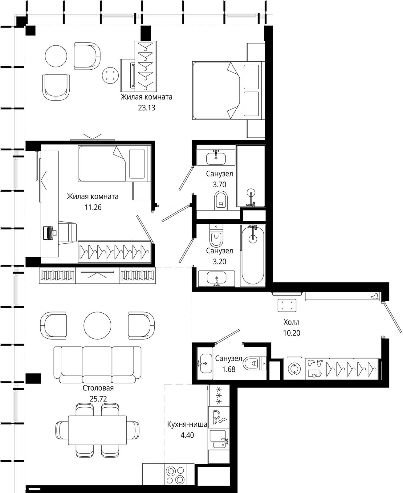 2-комнатная квартира, 84,3 м²
