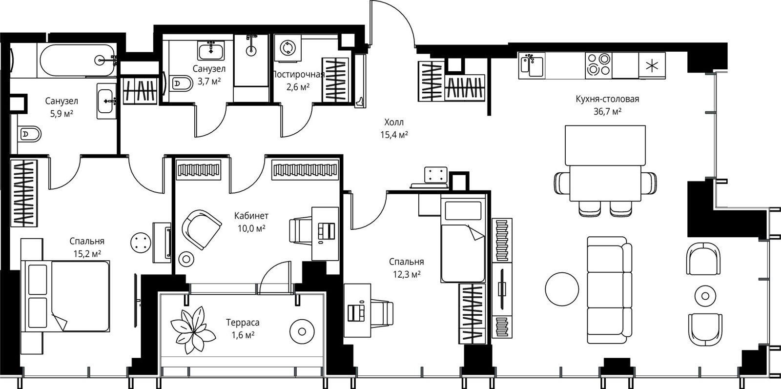 3-комнатная квартира, 103,4 м²