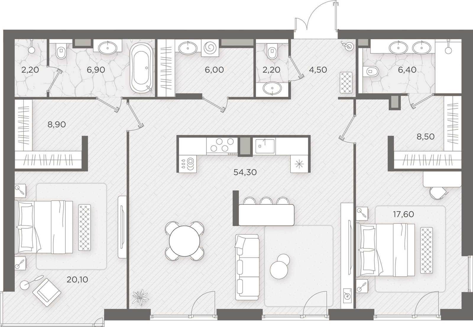 2-комнатная квартира, 137,6 м²