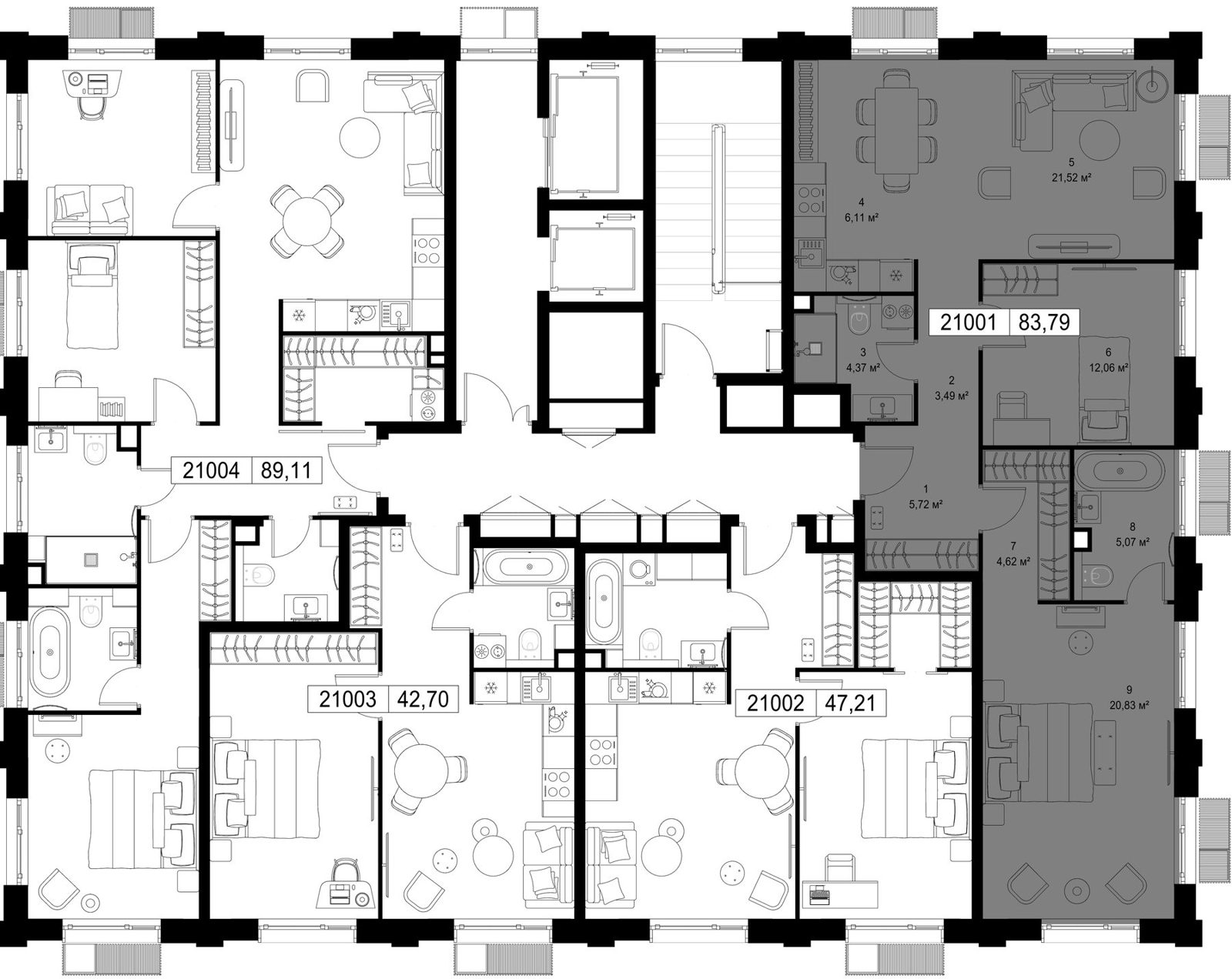 2-комнатная квартира, 83,8 м² — фото 3