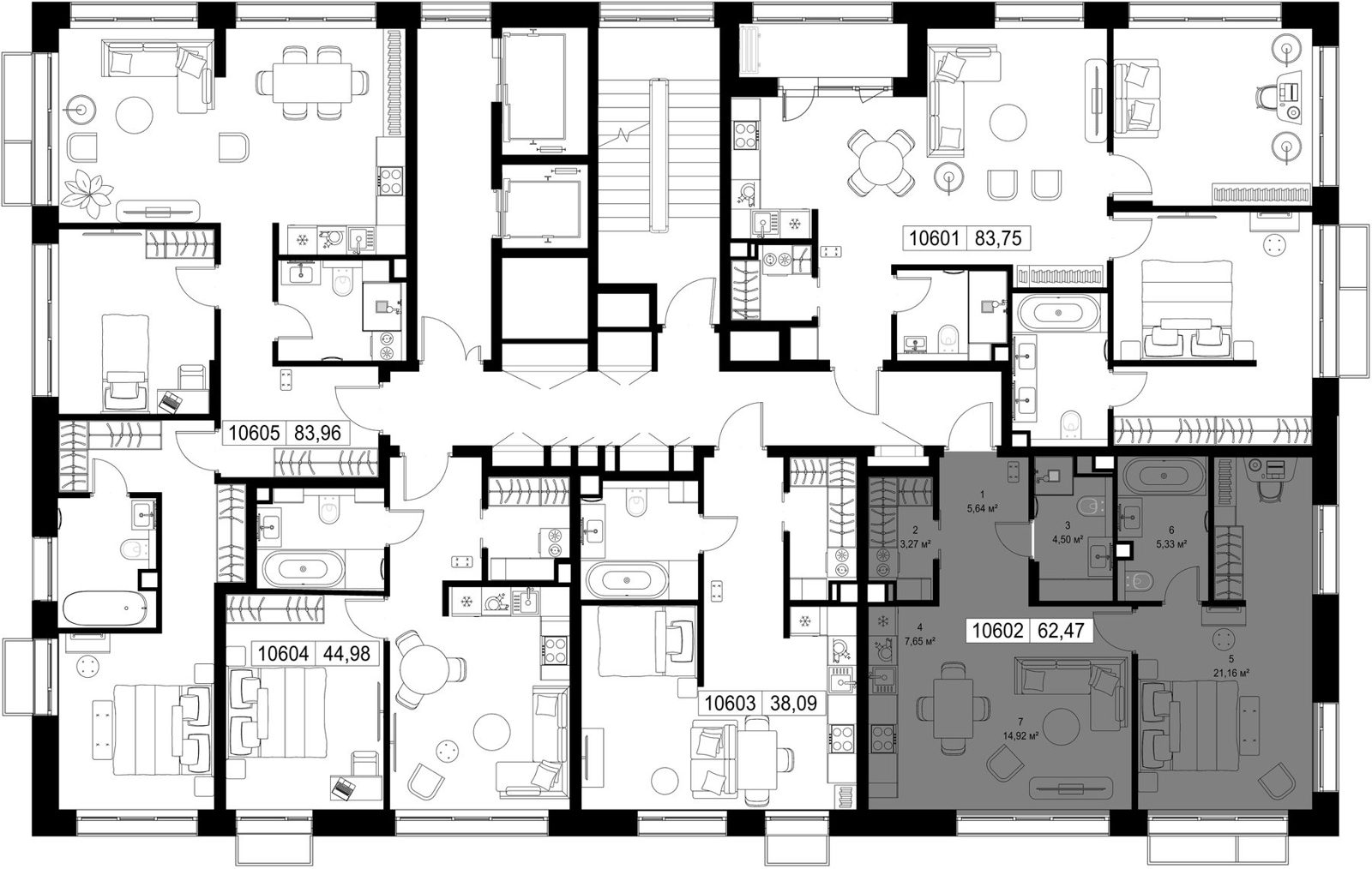 1-комнатная квартира, 62,5 м² — фото 2
