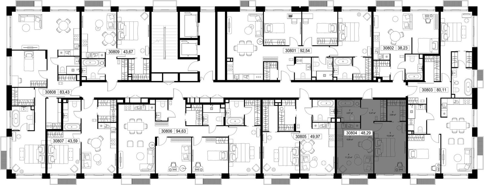 1-комнатная квартира, 48,3 м² — фото 2