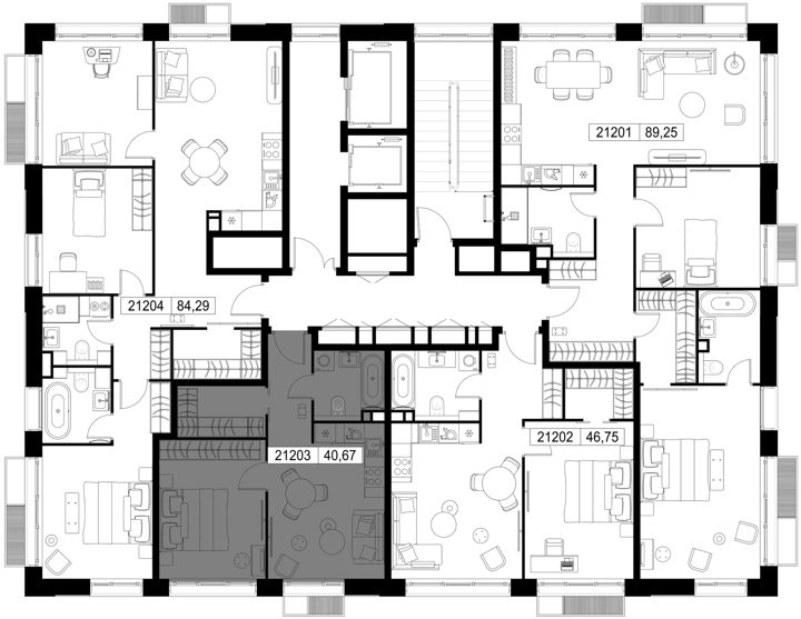 1-комнатная квартира, 40,7 м² — фото 2