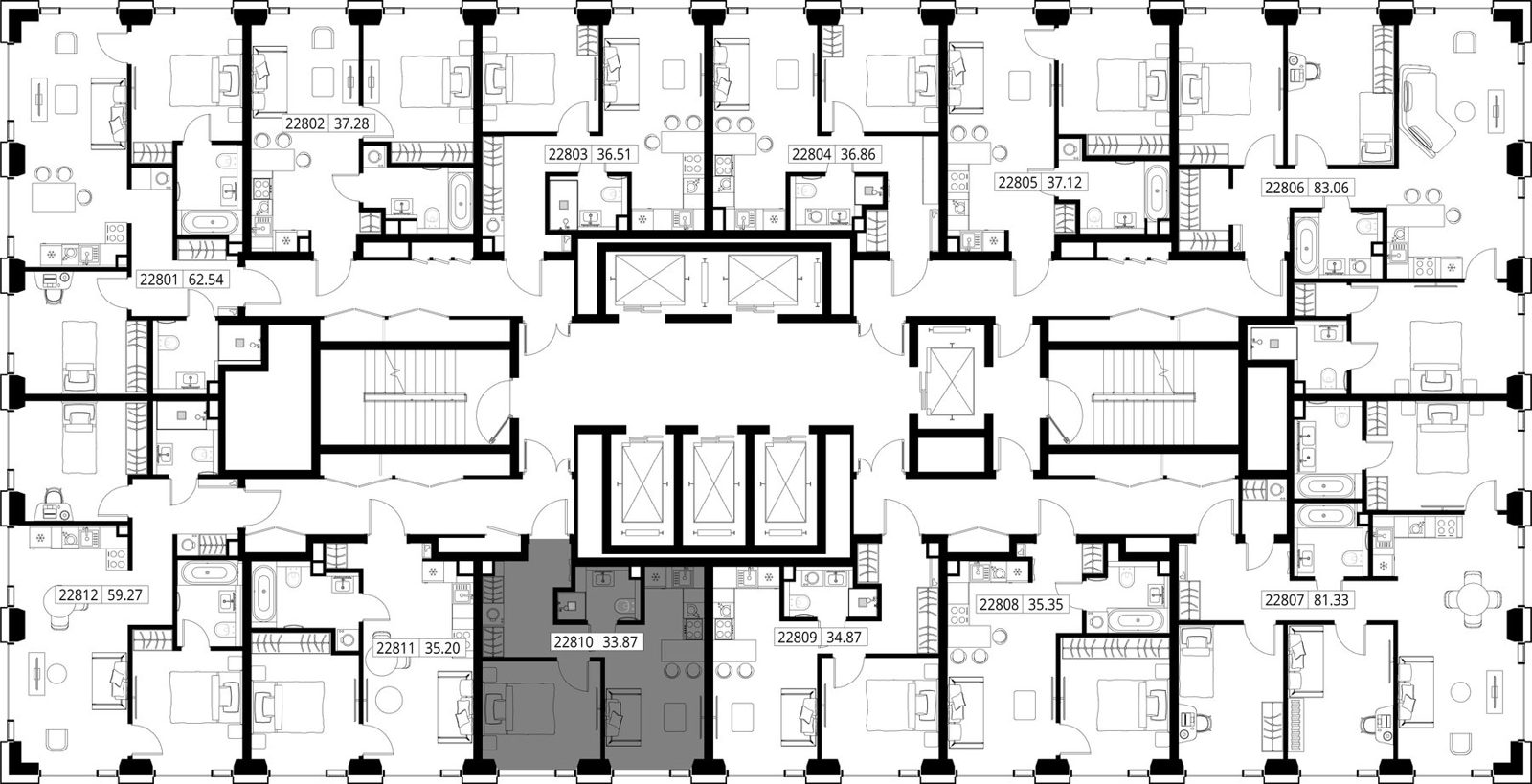 1-комнатная квартира, 33,9 м² — фото 2