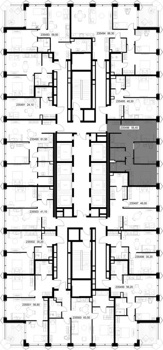 2-комнатная квартира, 56,4 м² — фото 2