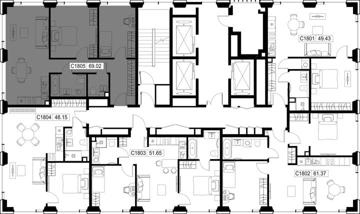2-комнатная квартира, 69 м² — фото 2