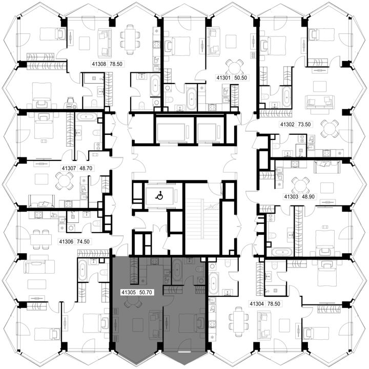 1-комнатная квартира, 50,7 м² — фото 2