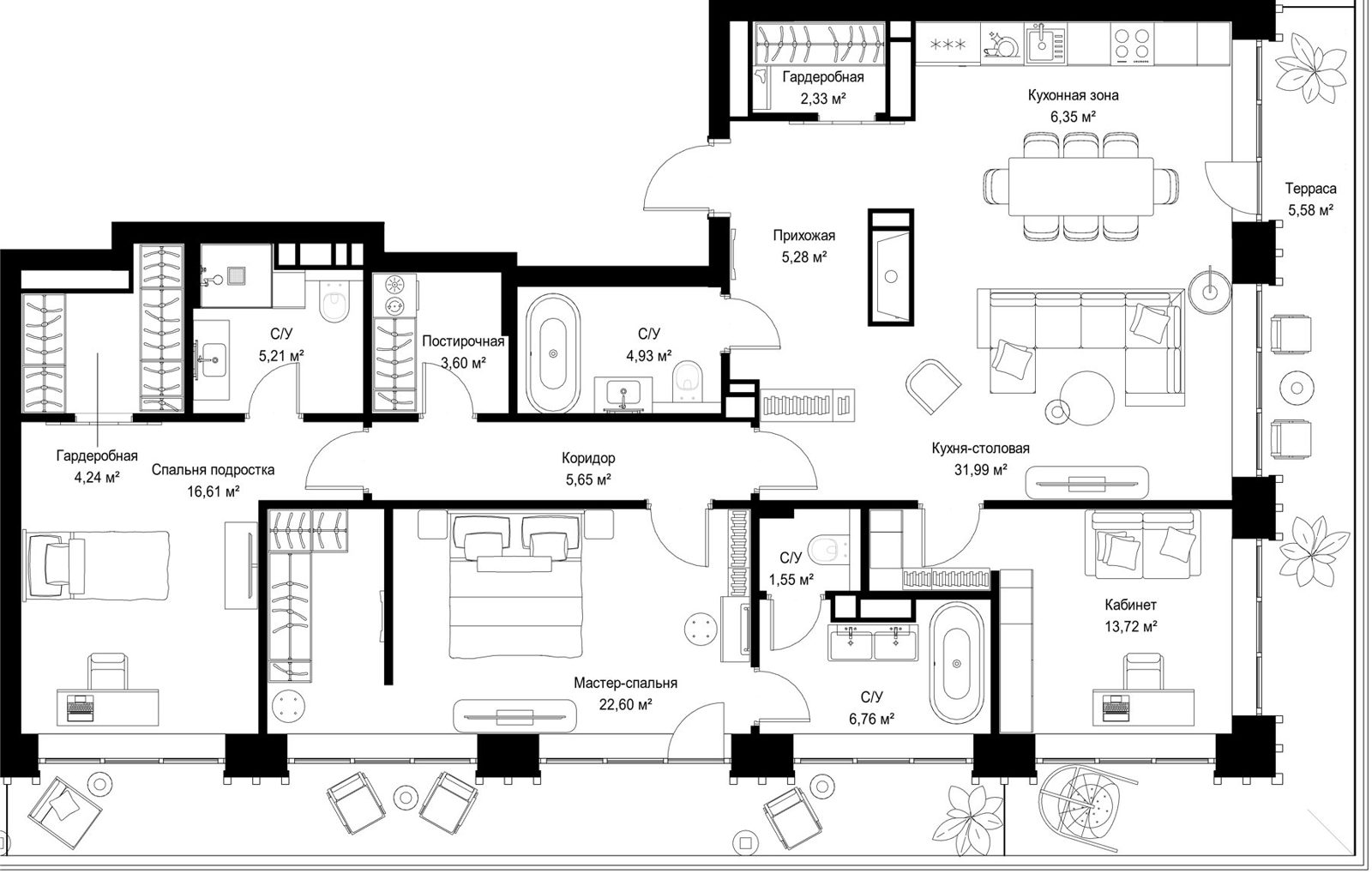 3-комнатная квартира, 141,4 м²