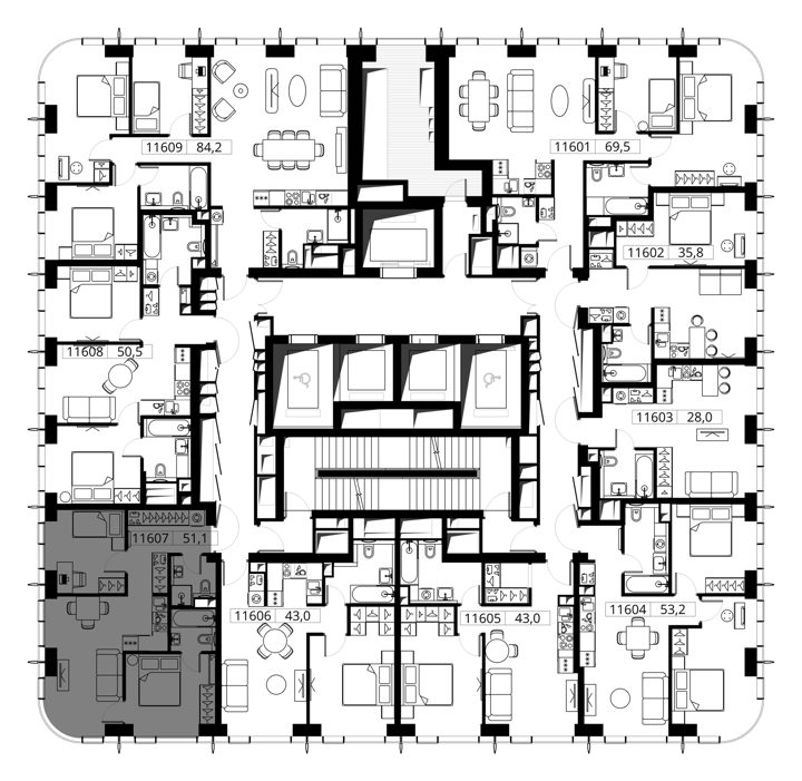 2-комнатная квартира, 51,1 м² — фото 2