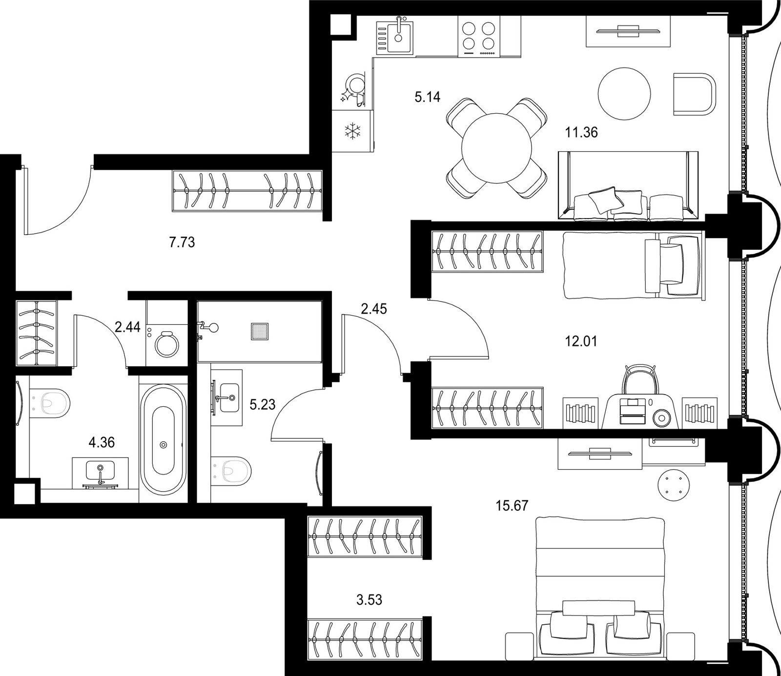 2-комнатная квартира, 69,9 м²