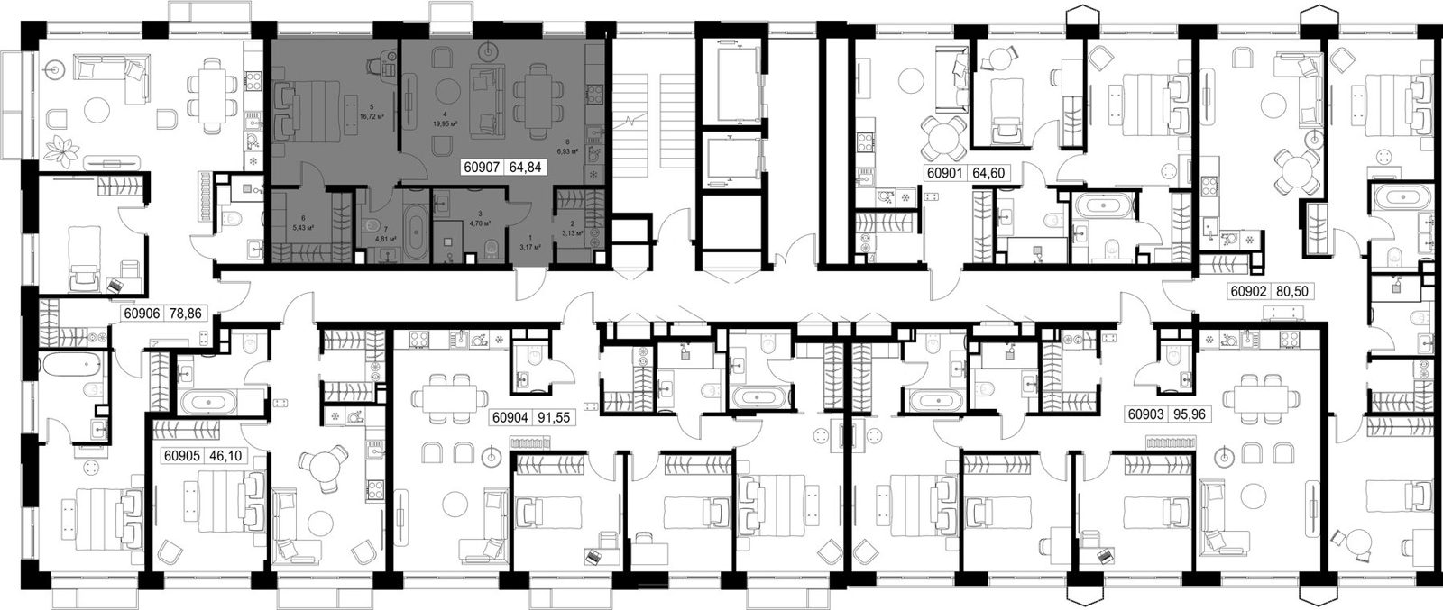 1-комнатная квартира, 64,8 м² — фото 2
