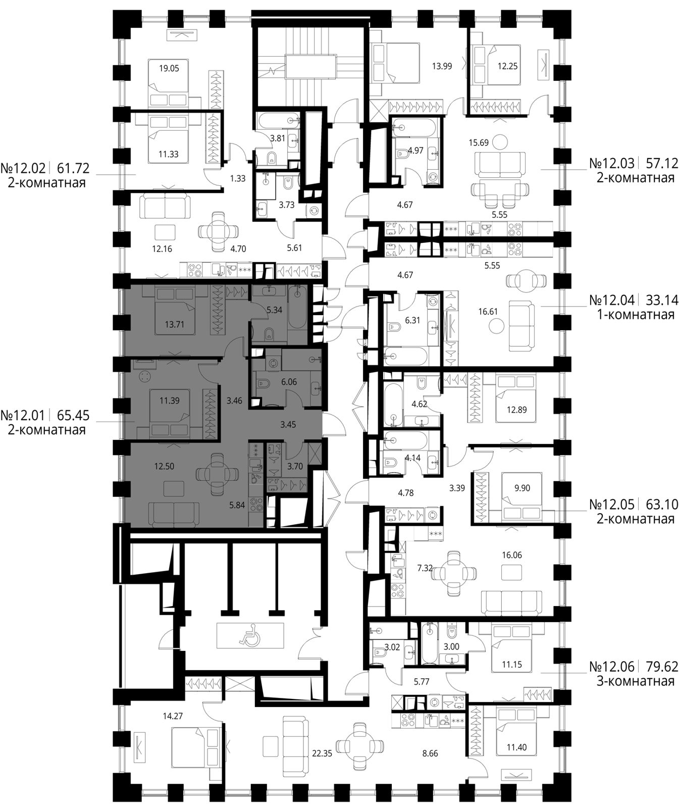 2-комнатная квартира, 65,5 м² — фото 2