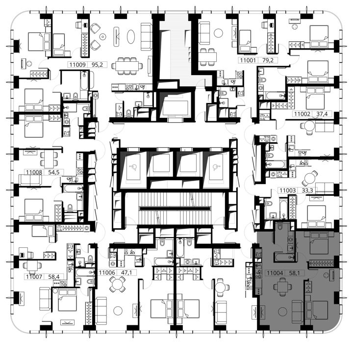 2-комнатная квартира, 58,1 м² — фото 2