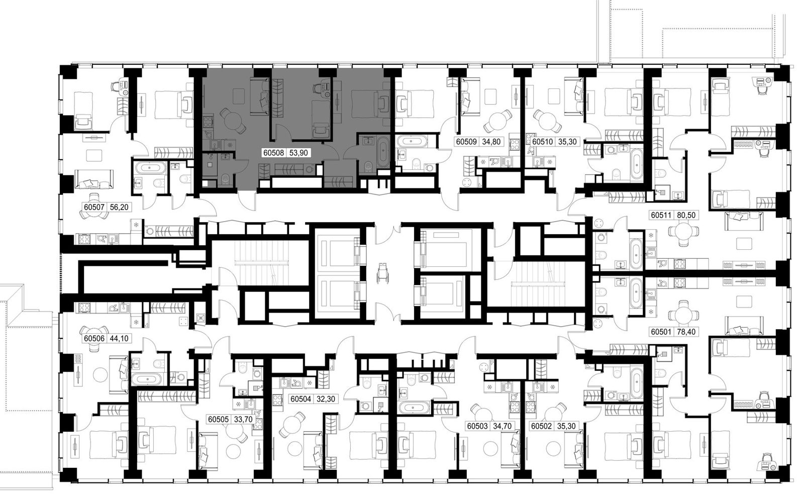 2-комнатная квартира, 53,9 м² — фото 2