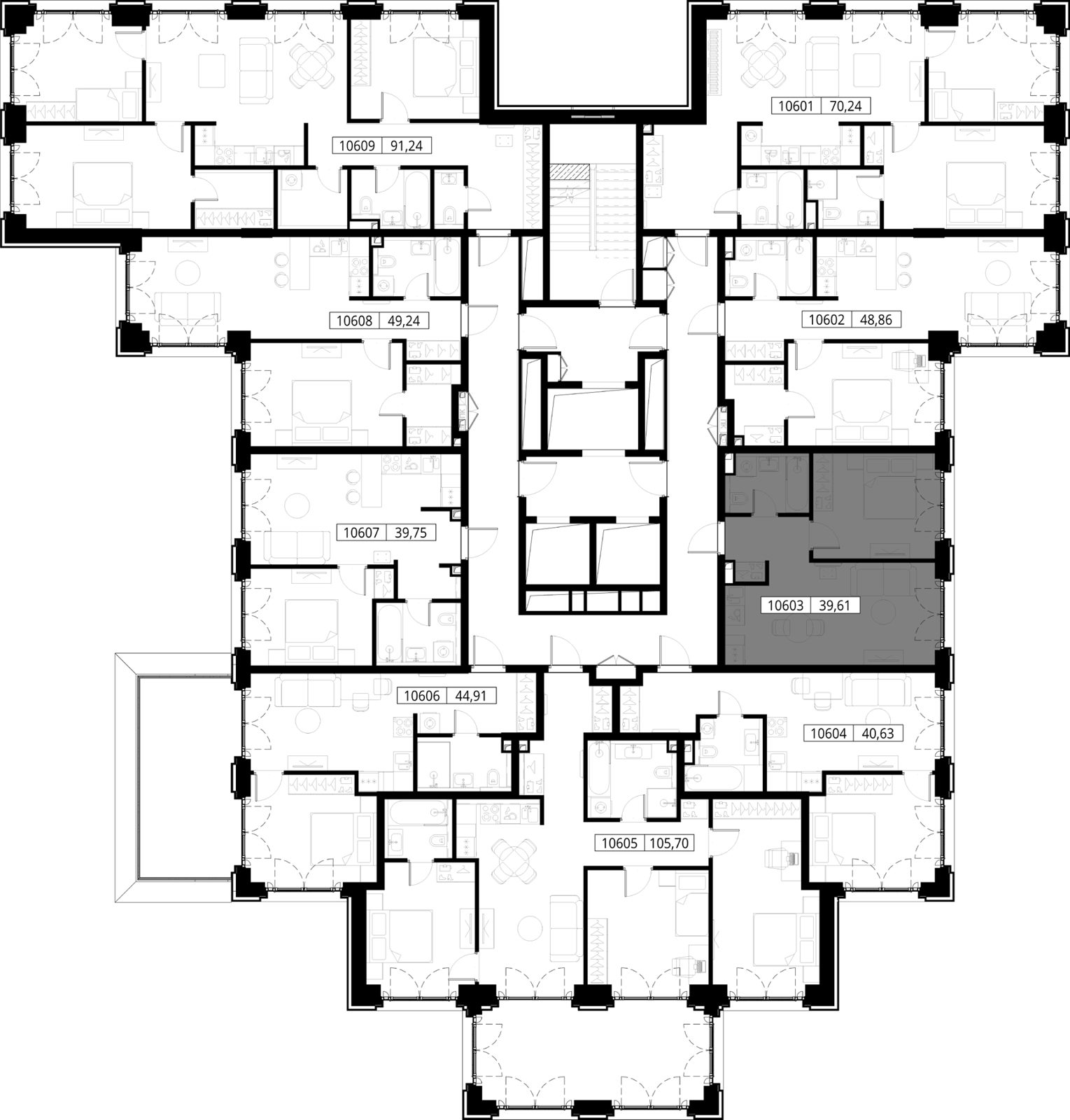 1-комнатная квартира, 39,6 м² — фото 2