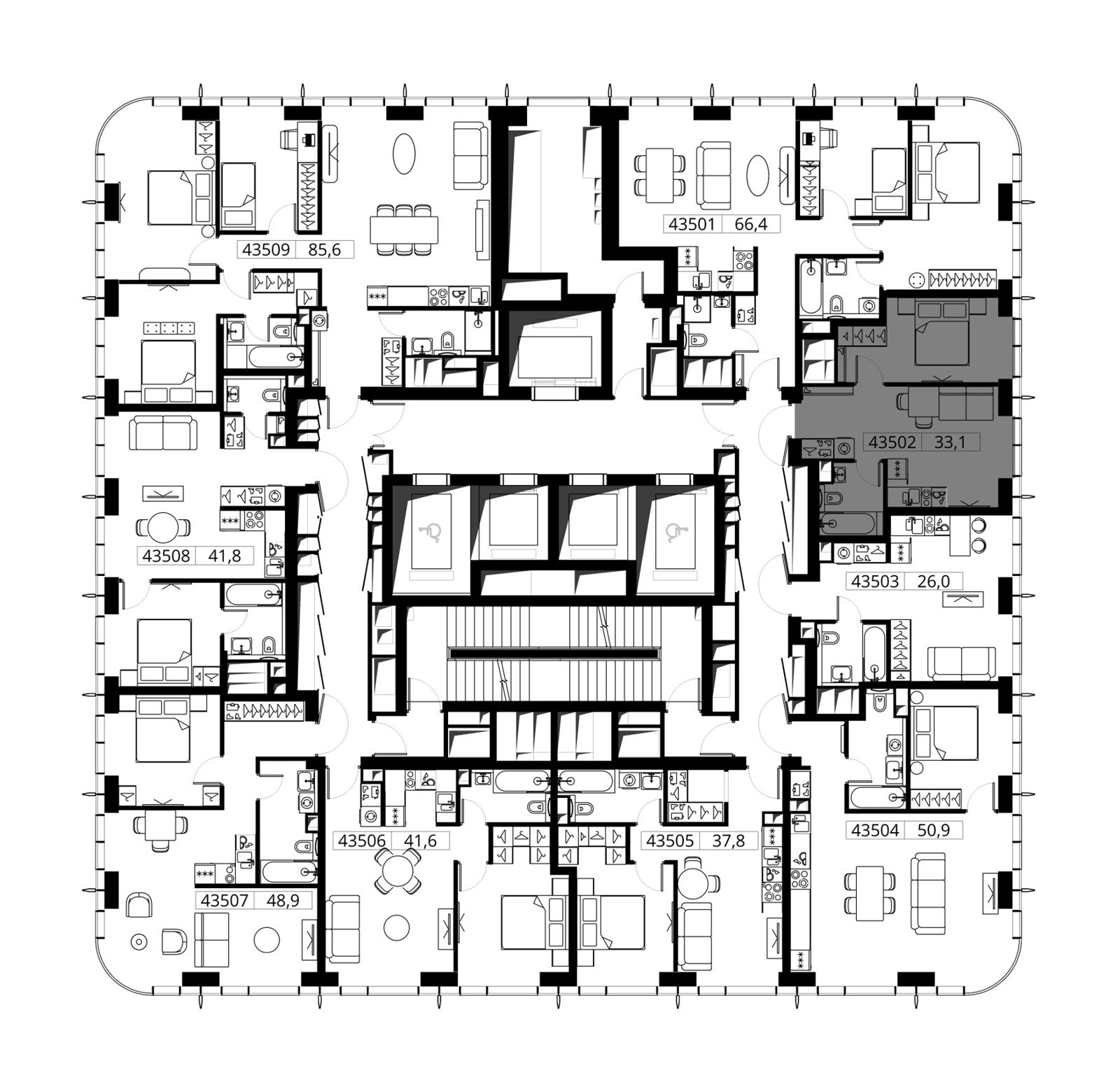 1-комнатная квартира, 33,1 м² — фото 2