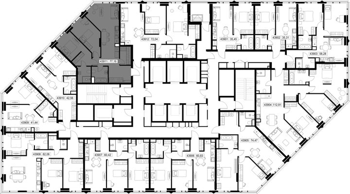 2-комнатная квартира, 77,2 м² — фото 2