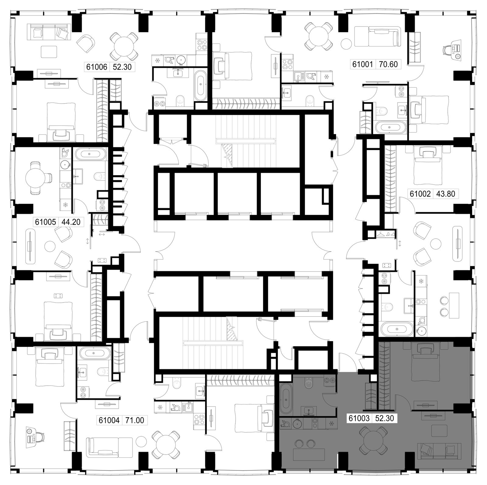 1-комнатная квартира, 52,3 м² — фото 2