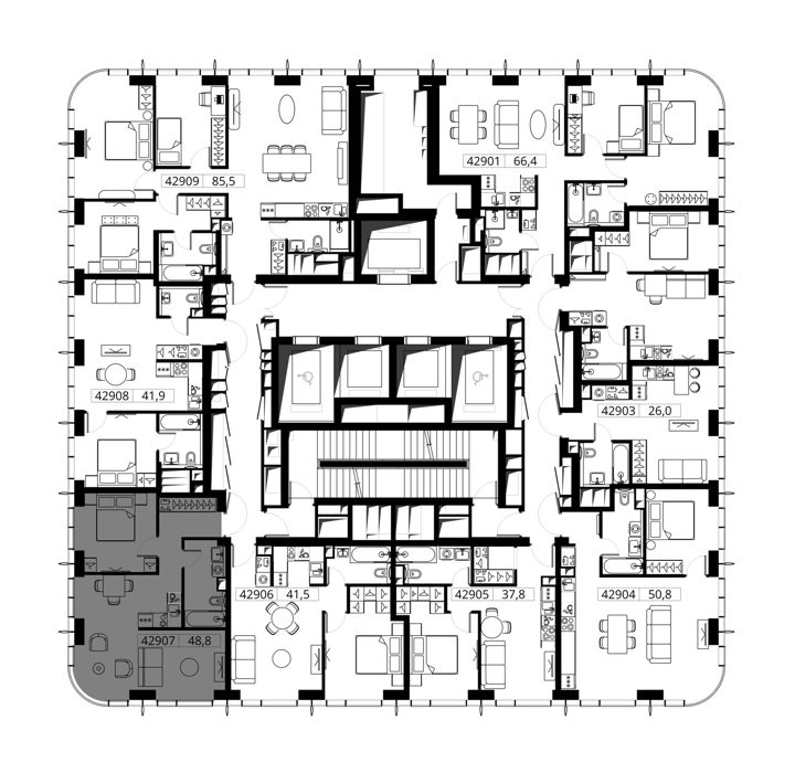 1-комнатная квартира, 48,8 м² — фото 2