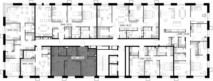 2-комнатная квартира, 62,7 м² — фото 2