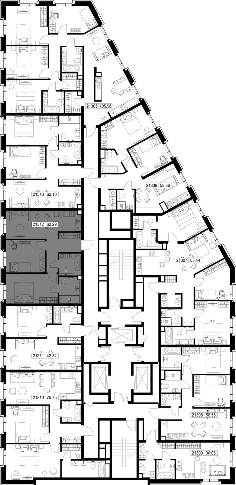 2-комнатная квартира, 62,3 м² — фото 2