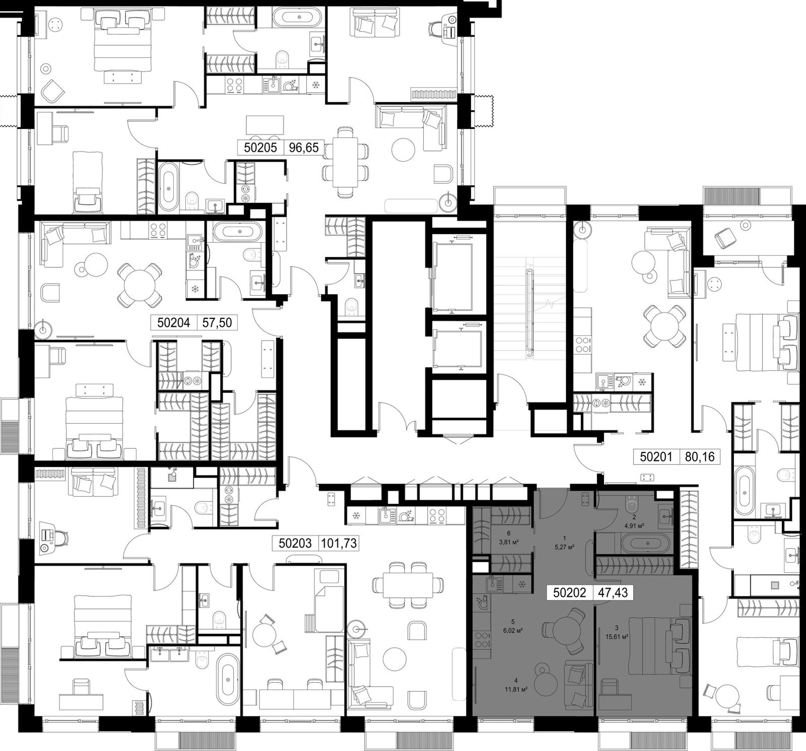 1-комнатная квартира, 47,4 м² — фото 3