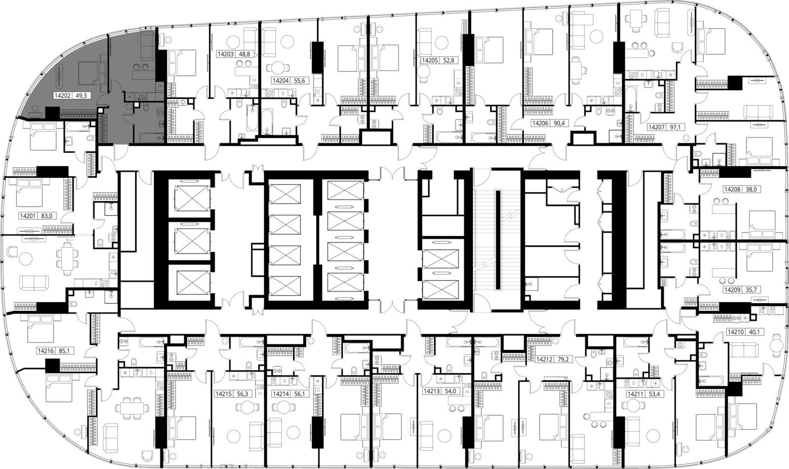 1-комнатная квартира, 49,3 м² — фото 2