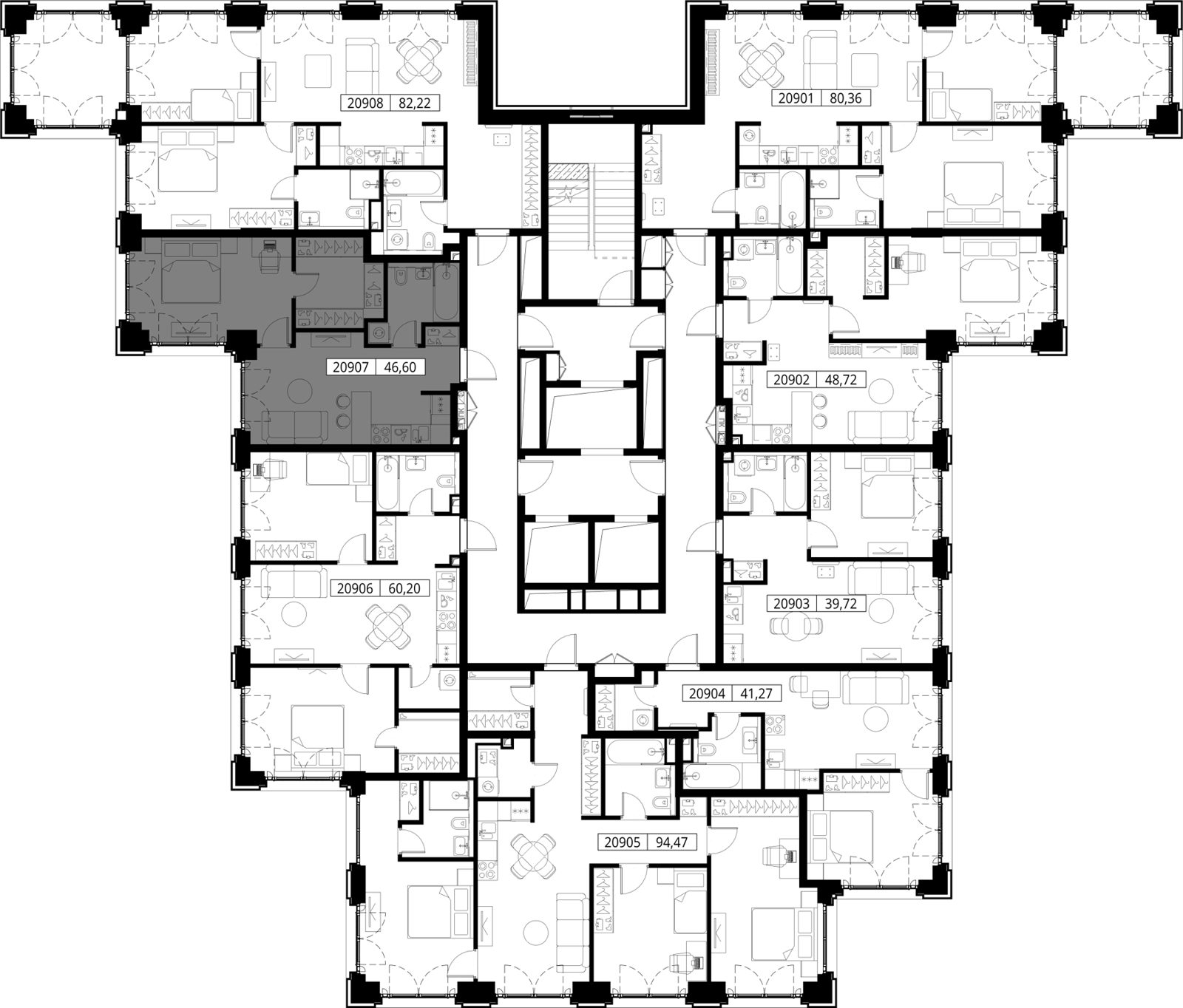 1-комнатная квартира, 46,6 м² — фото 2