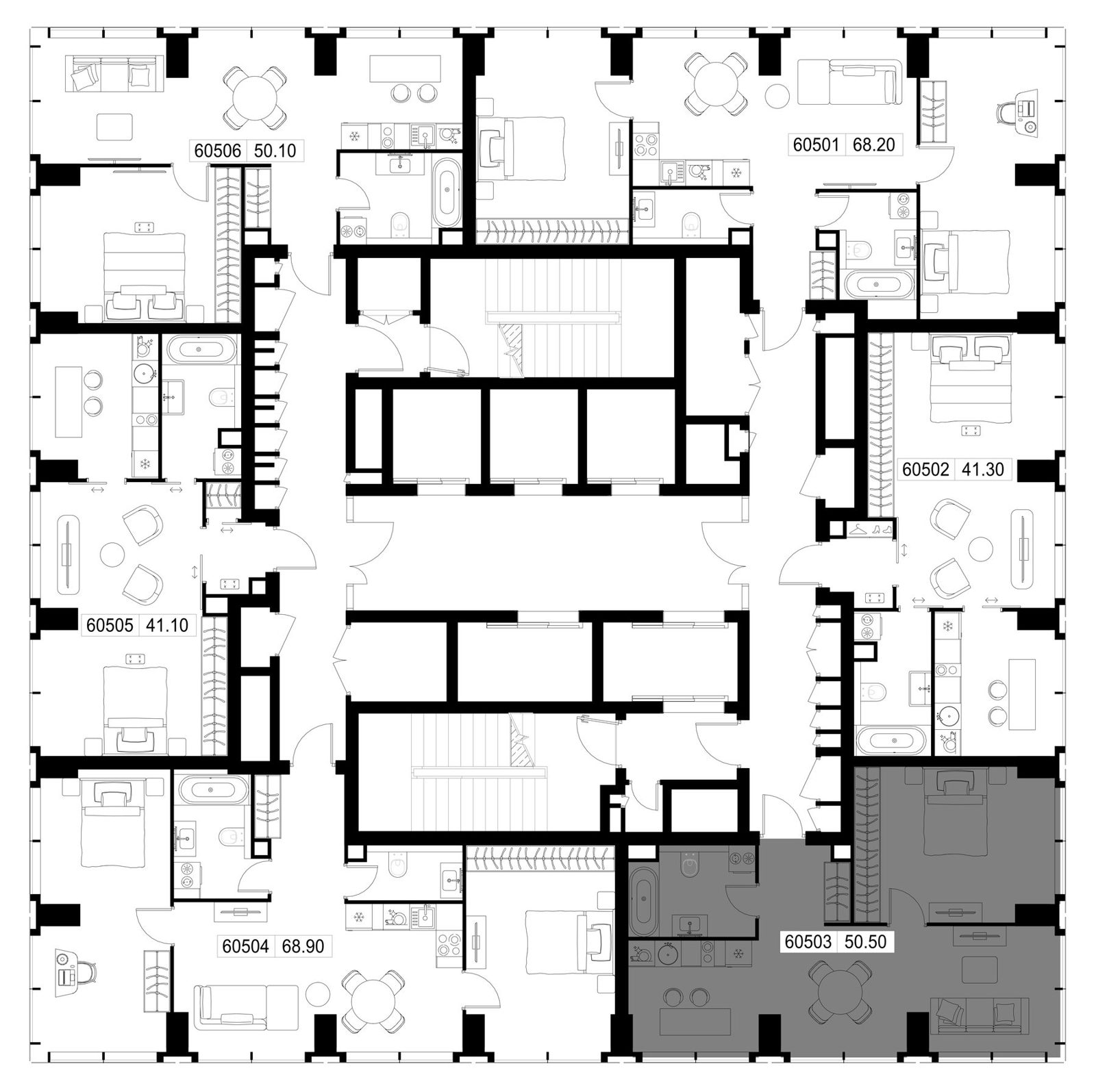 1-комнатная квартира, 50,5 м² — фото 2