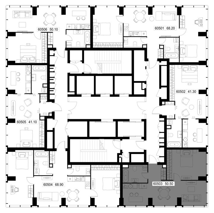 1-комнатная квартира, 50,5 м² — фото 2
