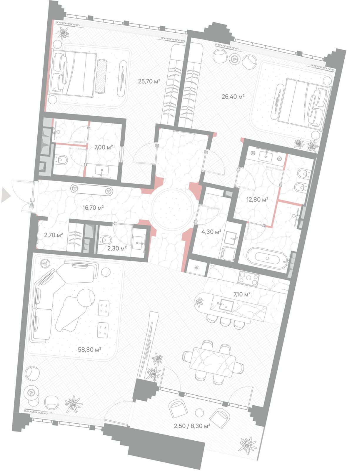 2-комнатная квартира, 166,3 м²