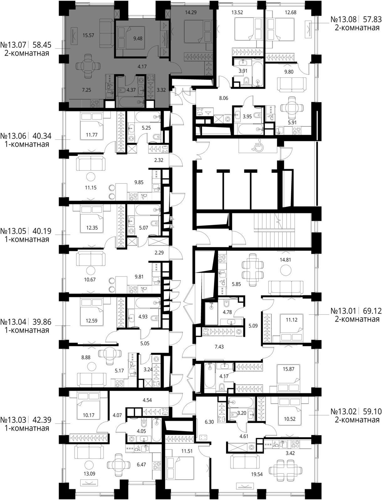 2-комнатная квартира, 58,5 м² — фото 2