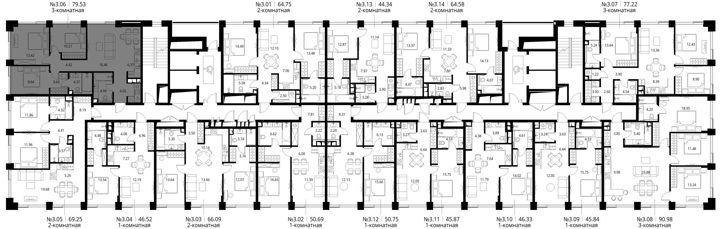 3-комнатная квартира, 79,5 м² — фото 2