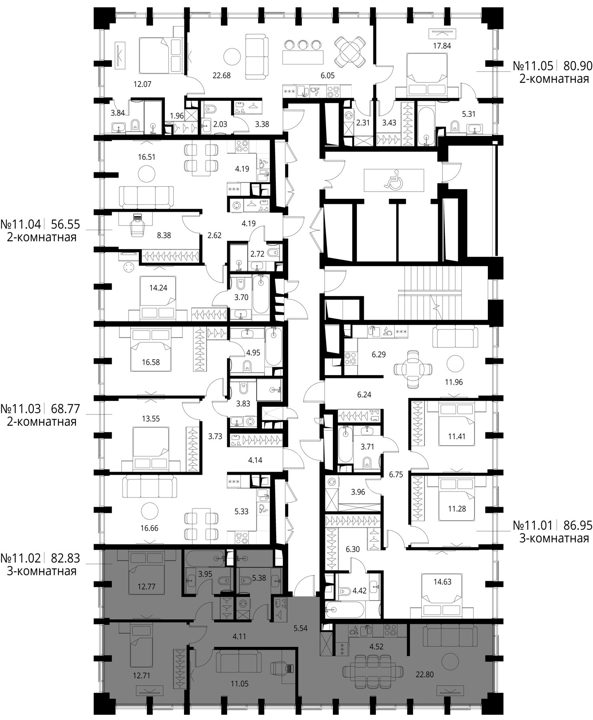 3-комнатная квартира, 82,8 м² — фото 2