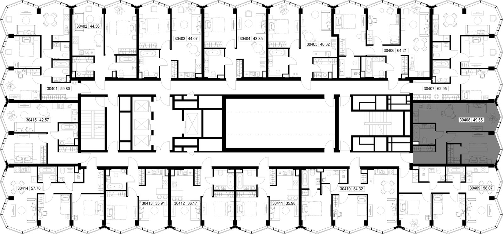1-комнатная квартира, 49,5 м² — фото 2