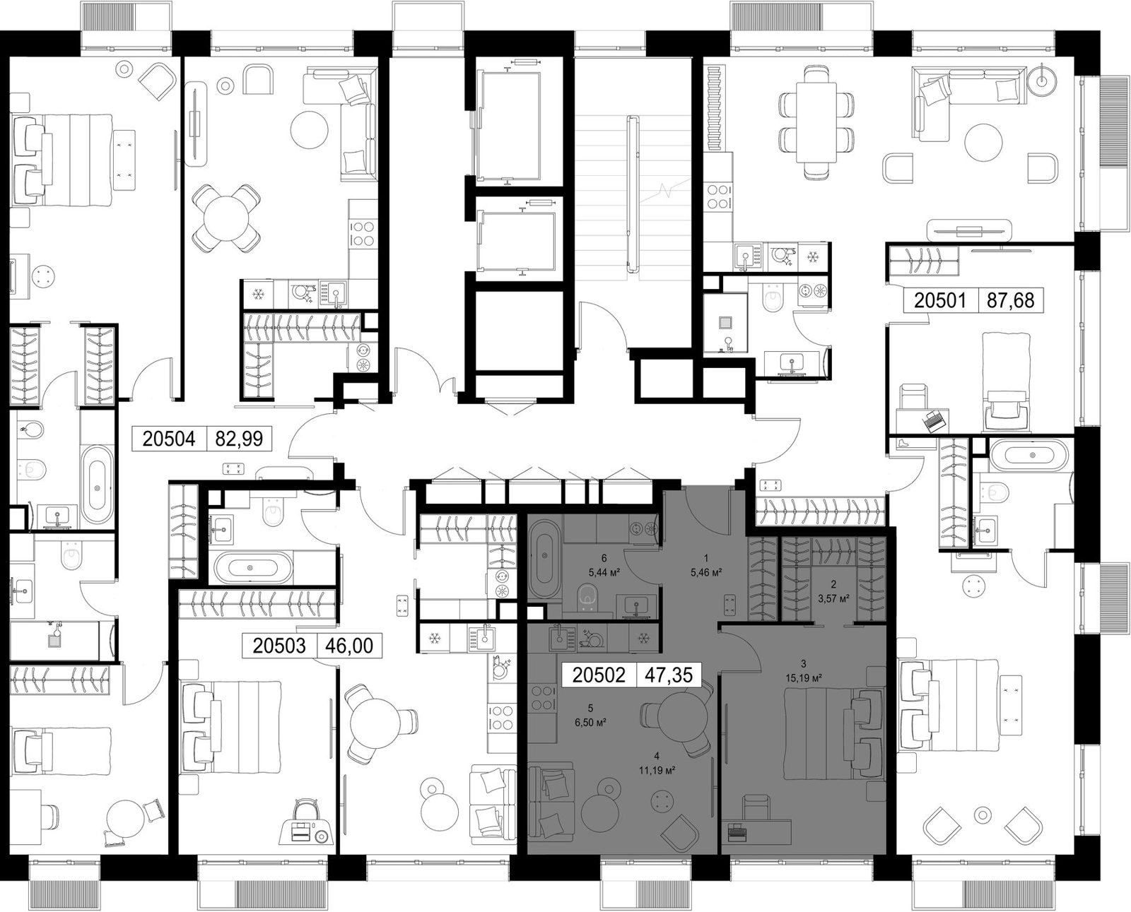 1-комнатная квартира, 47,4 м² — фото 2