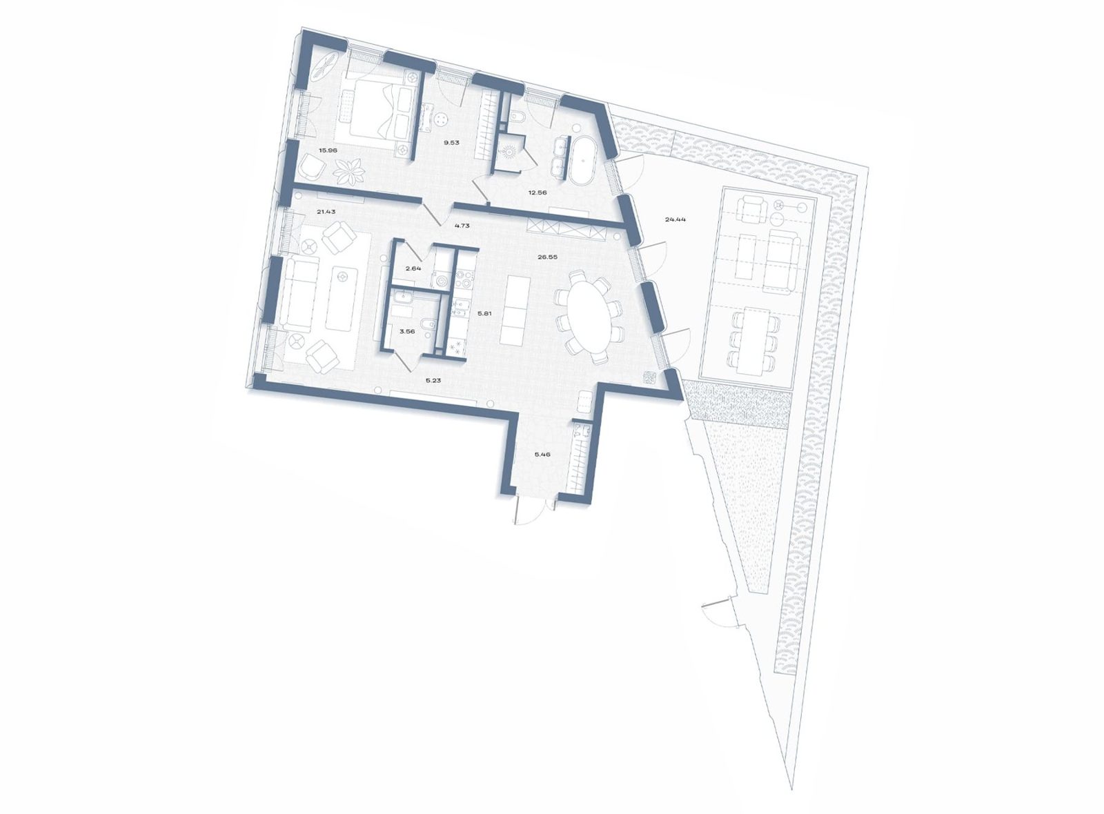 1-комнатная квартира, 137,9 м²