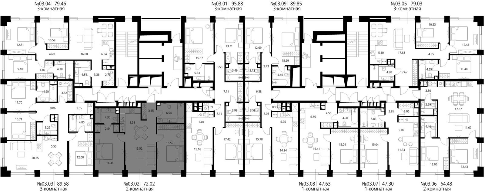2-комнатная квартира, 72 м² — фото 2